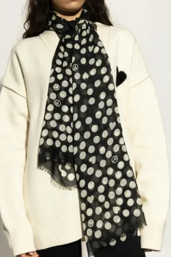 Moschino BLACK Polka dot patterned scarf