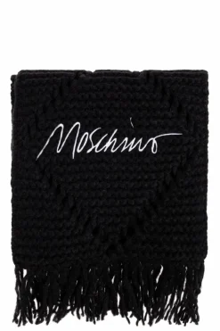 Moschino BLACK Scarf with embroidered logo