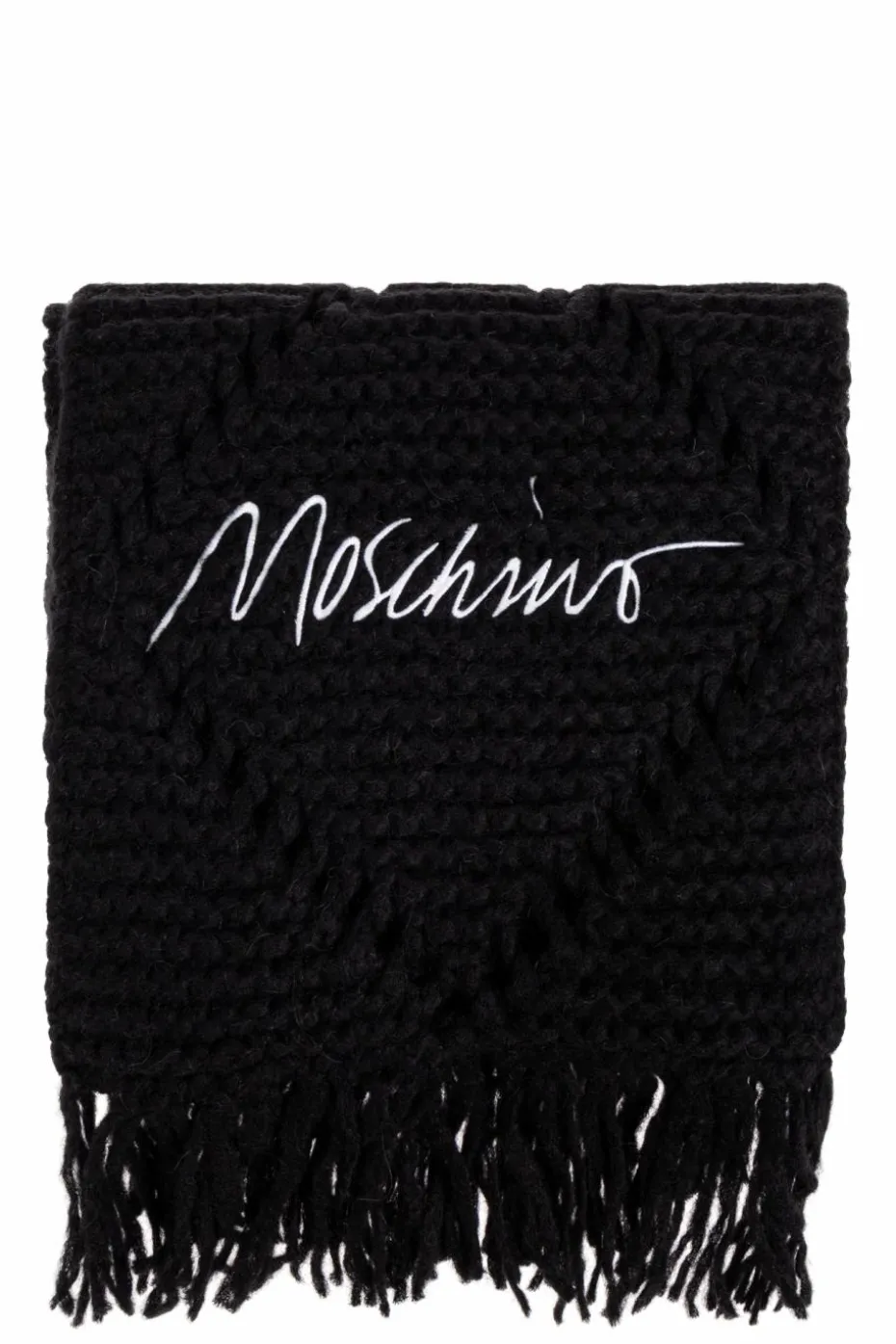 Moschino BLACK Scarf with embroidered logo