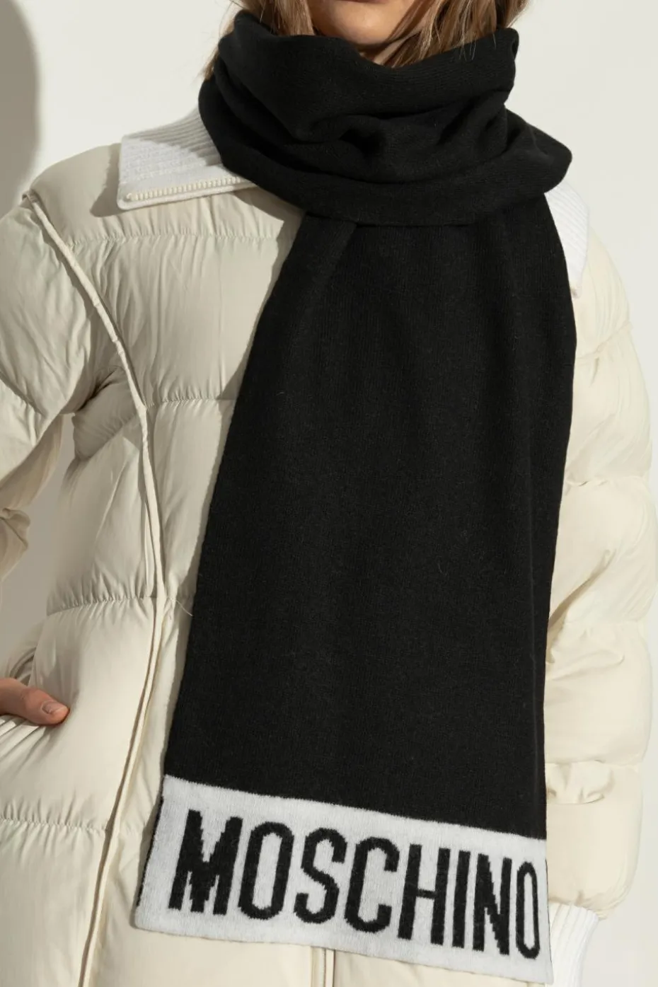 Moschino BLACK Scarf with logo