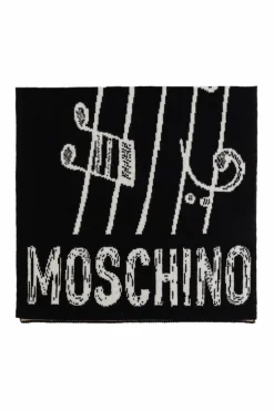 Moschino BLACK Scarf with a characteristic teddy bear motif