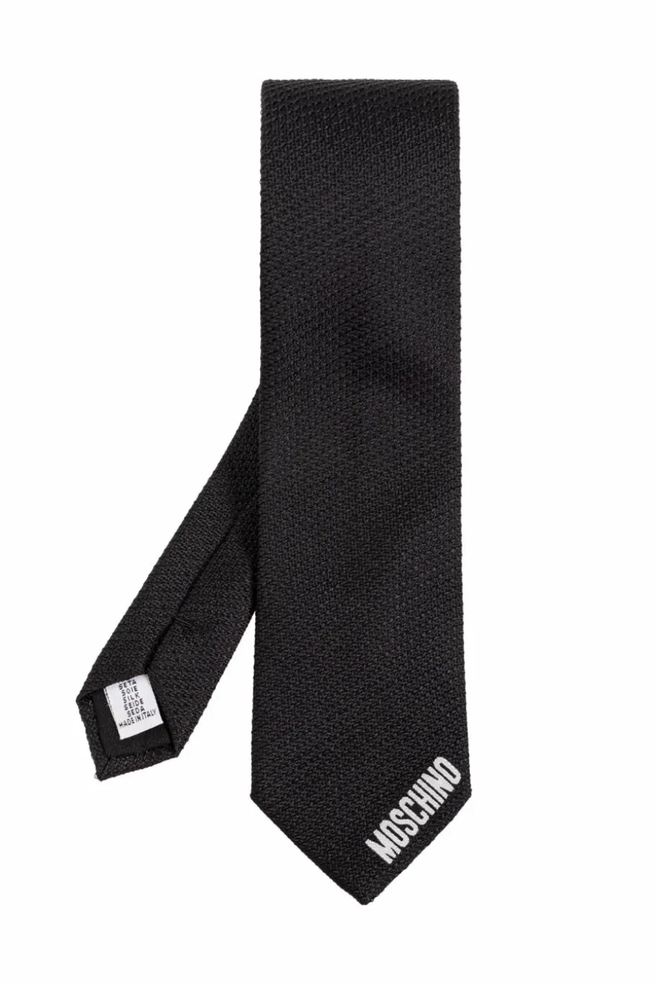 Moschino BLACK Silk tie with logo