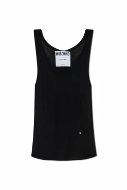 Moschino BLACK Top with logo-shaped appliquƩ