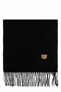 Moschino BLACK Wool scarf with logo