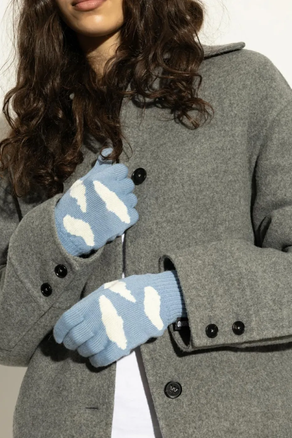 Moschino BLUE Gloves with a logo patch