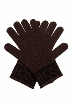 Moschino BROWN Gloves with lurex thread