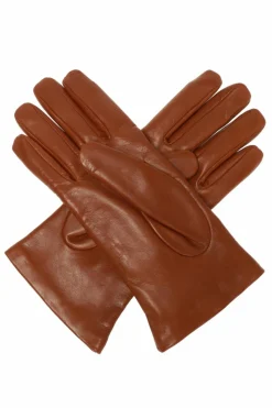 Moschino BROWN Leather gloves with logo