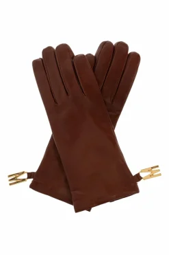 Moschino BROWN Leather gloves