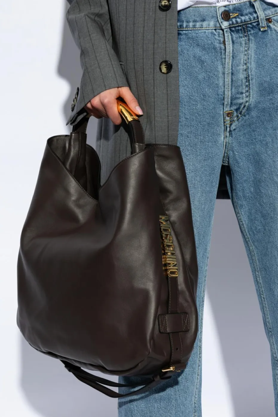 Moschino BROWN Leather shopper bag