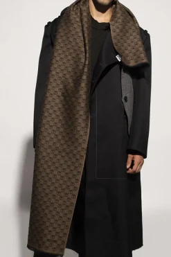Moschino BROWN Reversible scarf with logo