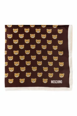 Moschino BROWN Scarf with a characteristic teddy bear motif