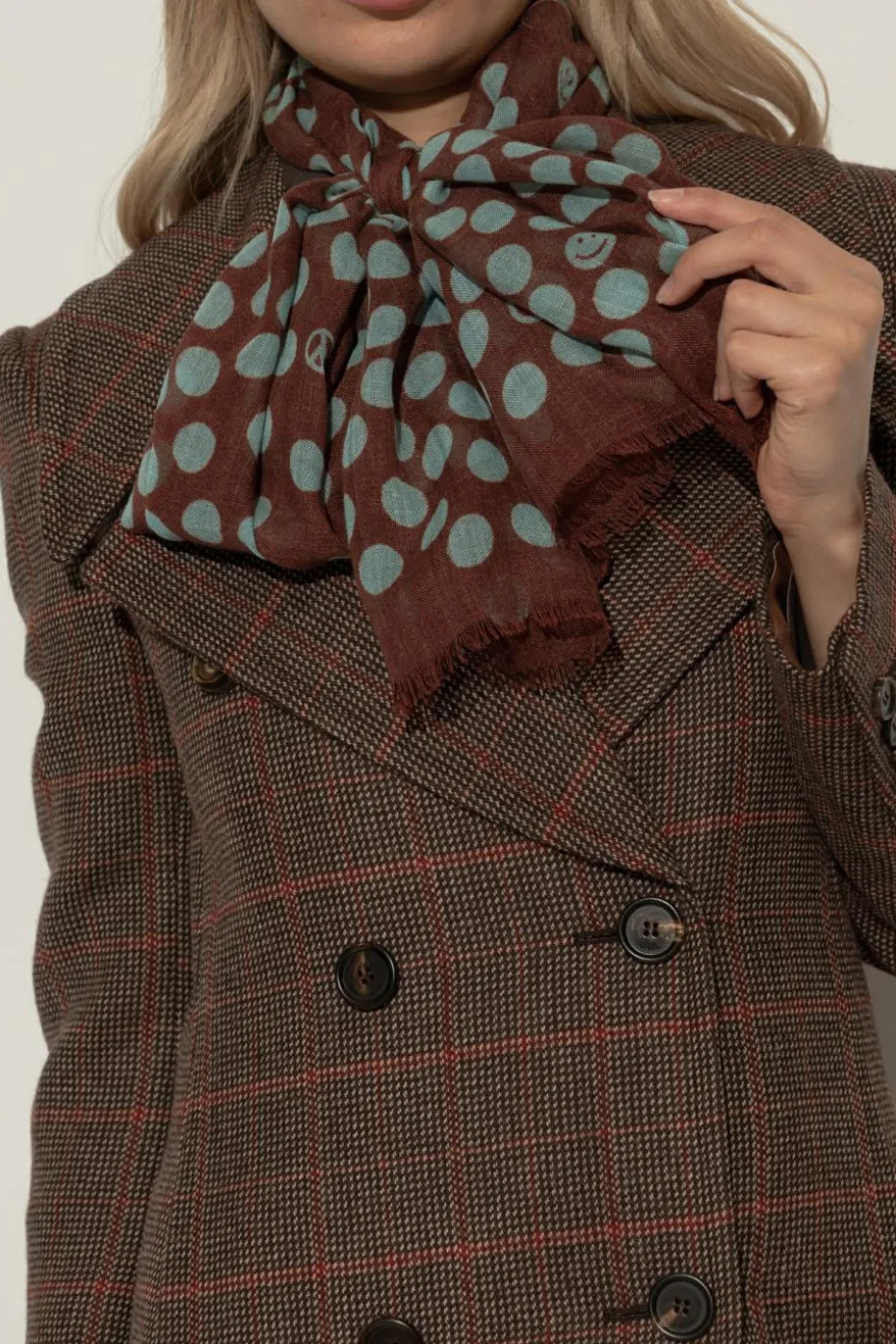 Moschino BROWN Scarf with polka dot pattern