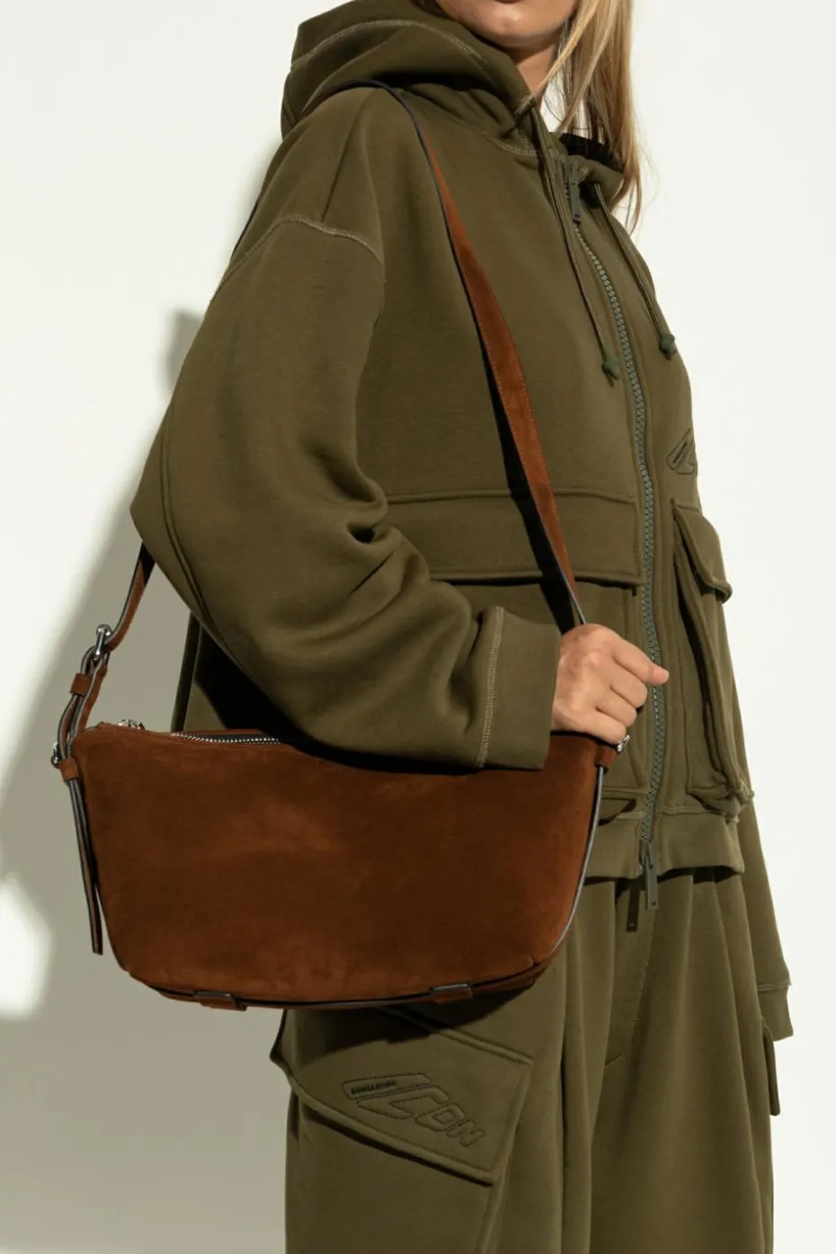 Moschino BROWN Suede shoulder bag