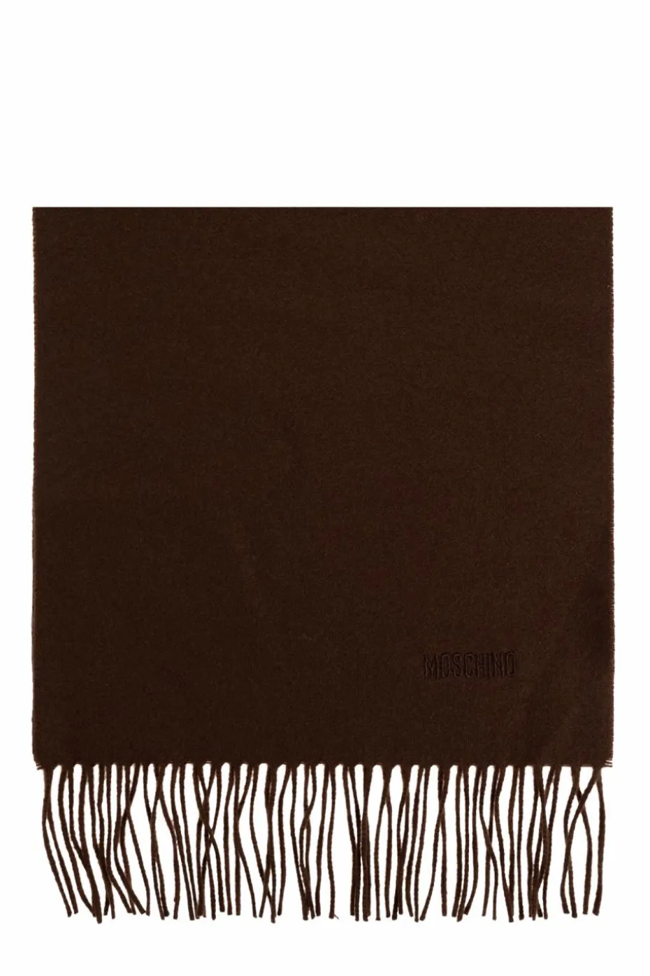 Moschino BROWN Wool scarf with embroidered logo
