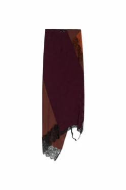 Moschino BURGUNDY Skirt with lace trim