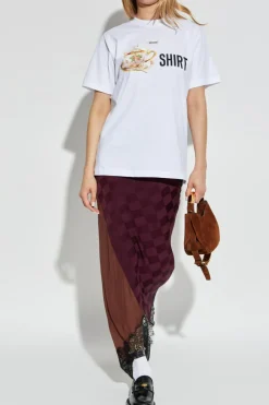 Moschino BURGUNDY Skirt with lace trim