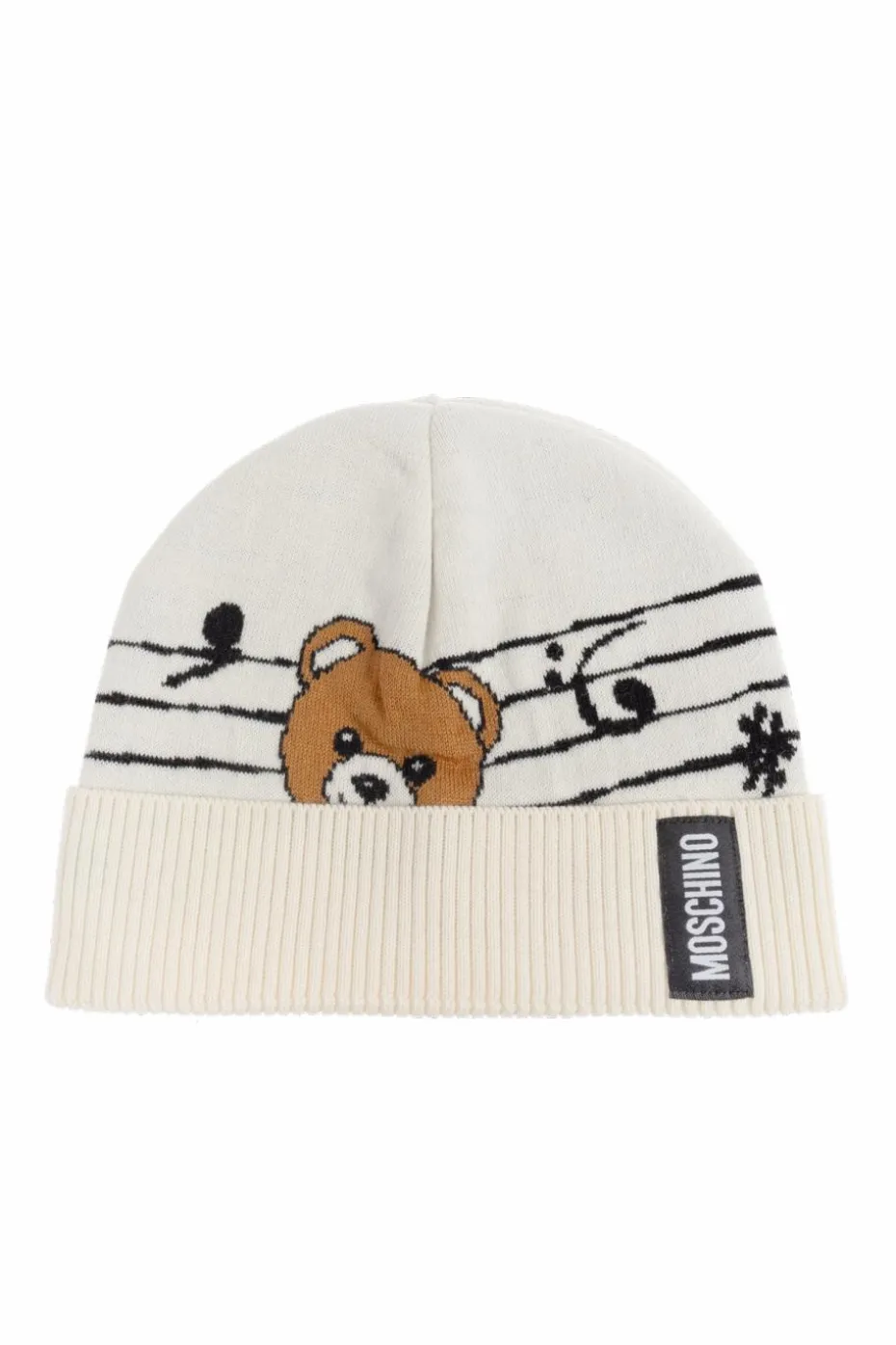 Moschino cream Cap with a distinctive bear motif