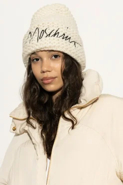 Moschino cream Cap with embroidered logo