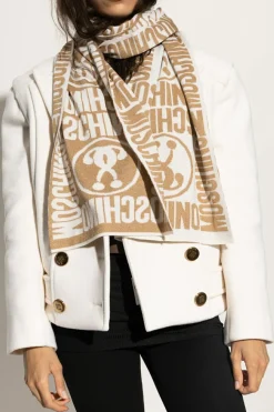 Moschino cream Scarf with lurex thread