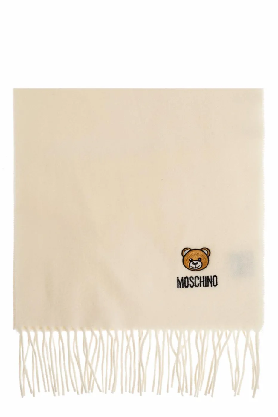 Moschino cream Wool scarf with logo