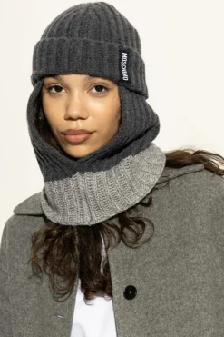 Moschino GREY Balaclava with logo patch