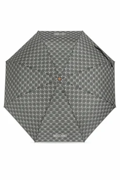 Moschino GREY Folding umbrella with logo