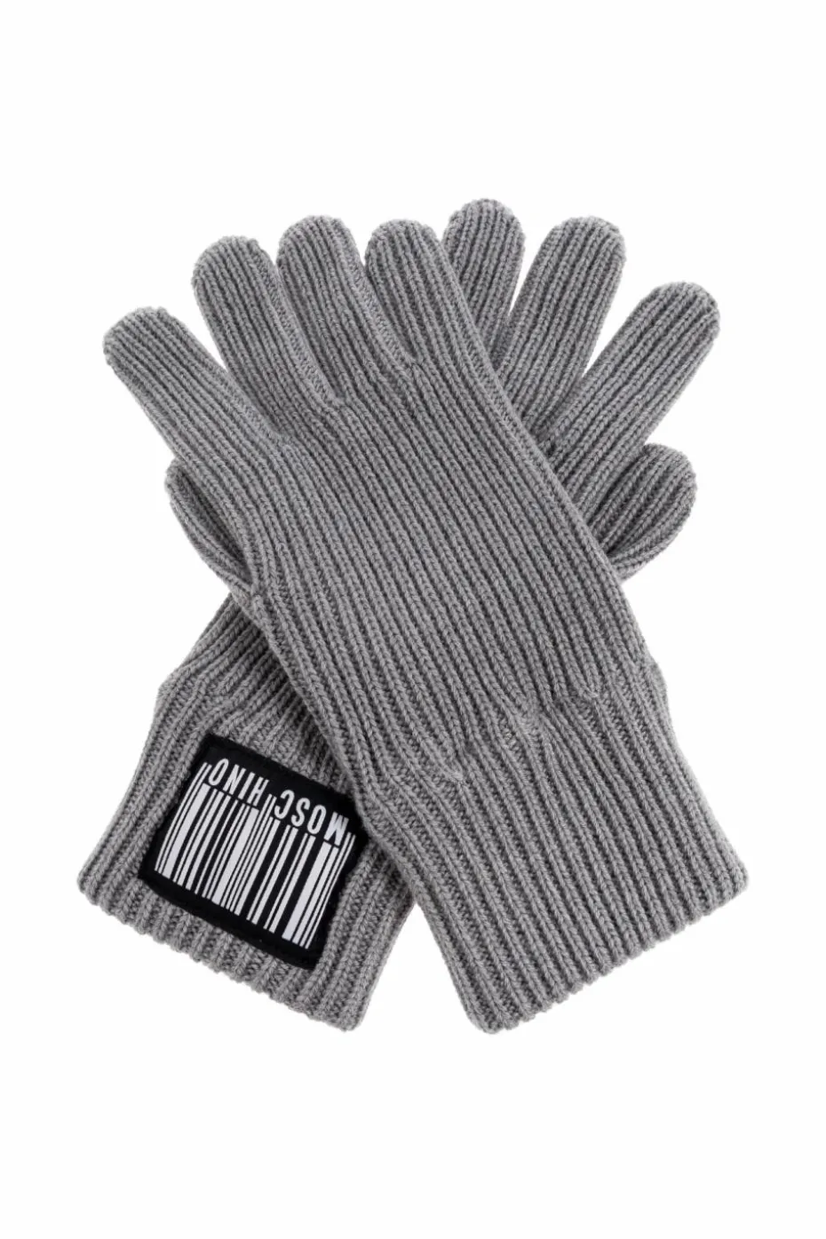 Moschino GREY Gloves with logo patch