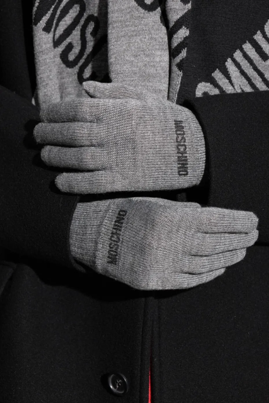 Moschino GREY Gloves with logo