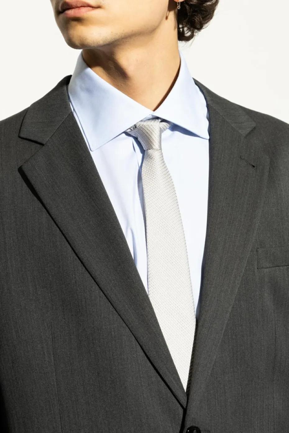 Moschino GREY Silk tie with logo