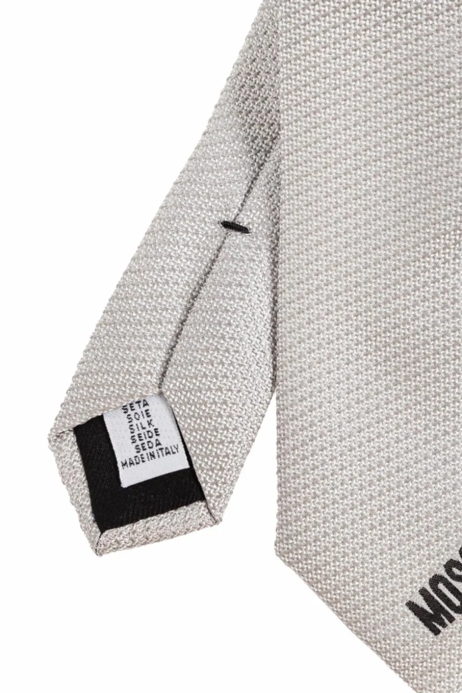 Moschino GREY Silk tie with logo