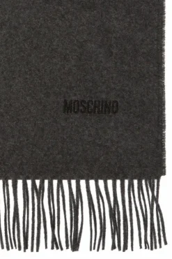 Moschino GREY Wool scarf with logo
