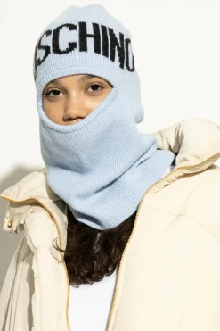 Moschino light blue Balaclava with logo