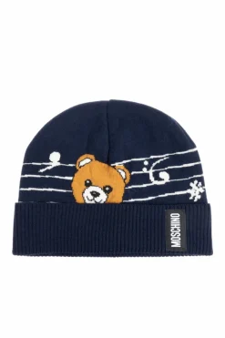 Moschino NAVY BLUE Cap with a distinctive bear motif