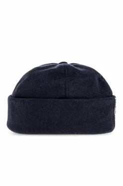 Moschino NAVY BLUE Cotton beanie with logo patch