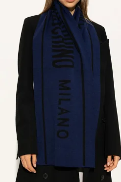 Moschino NAVY BLUE Scarf with logo