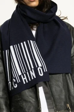 Moschino NAVY BLUE Scarf with logo