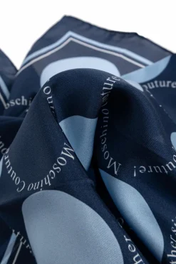 Moschino NAVY BLUE Silk scarf with logo