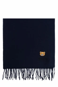 Moschino NAVY BLUE Wool scarf with logo