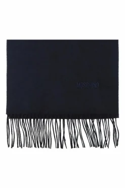 Moschino NAVY BLUE Wool scarf with logo