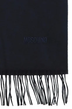 Moschino NAVY BLUE Wool scarf with logo