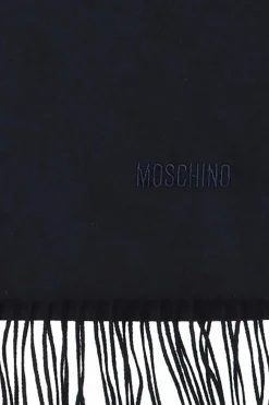 Moschino NAVY BLUE Wool scarf with logo