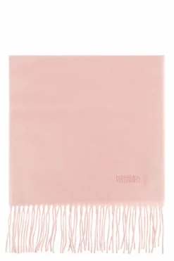 Moschino PINK Wool scarf with embroidered logo