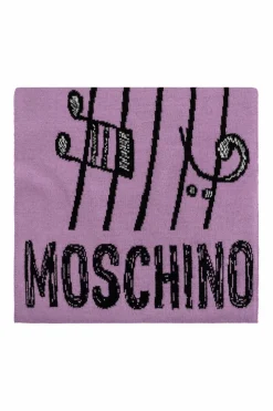 Moschino PURPLE Scarf with a characteristic teddy bear motif