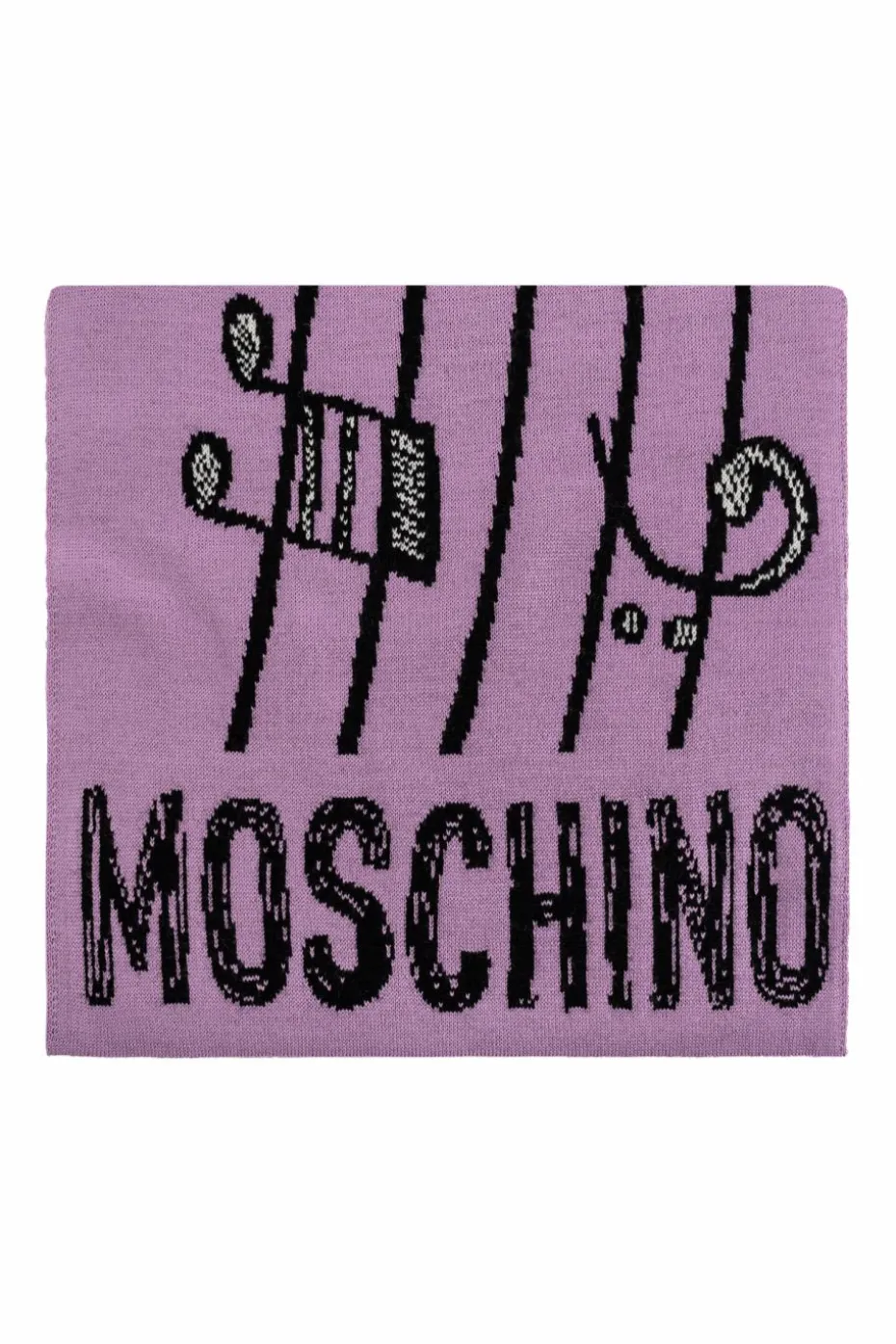 Moschino PURPLE Scarf with a characteristic teddy bear motif