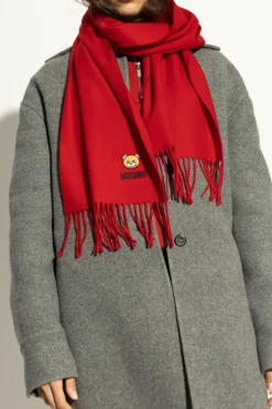 Moschino RED Wool scarf with logo