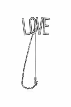 Moschino SILVER Brooch with the inscription 'LOVE'