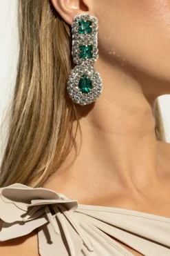 Moschino SILVER Clip-on earrings with crystals