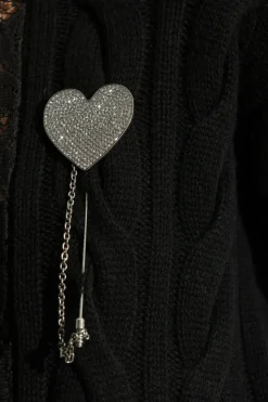 Moschino SILVER Heart-shaped brooch