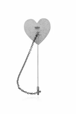 Moschino SILVER Heart-shaped brooch