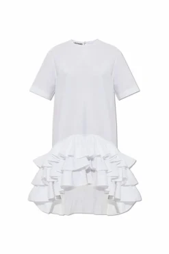 Moschino WHITE Asymmetrical dress with ruffles